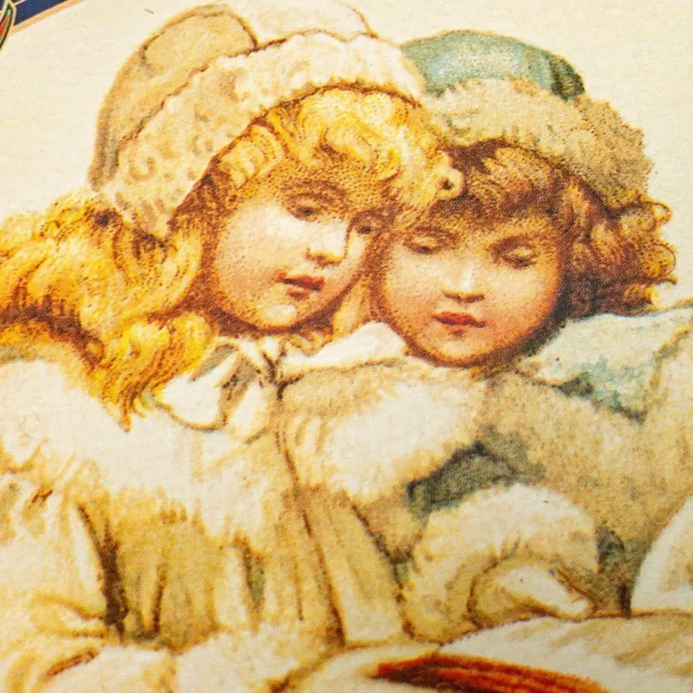 Vintage 1995 A Christmas Carol Round Aluminum Serving Tray Victorian Girls